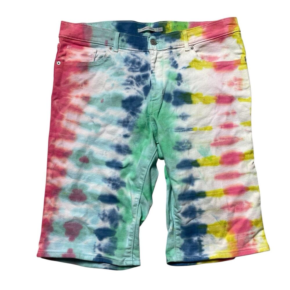Custom Levi's Bermuda Shorts Tie Dyed Denim Shorts Size 32 OOAK Distressed